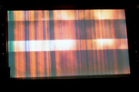 Broken LCD screen with multiple colors and pixelations with color errors 写真素材