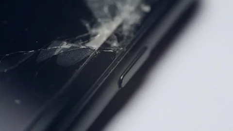 Broken LCD screen of the smartphone, faulty smartphone Stockbeeldmateriaal 87449629