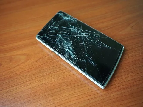 Broken LCD screen of the smartphone, Stock Footage 87933986