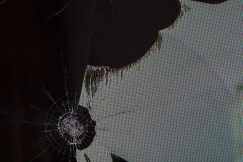 Broken lcd tft tn screen flat macro texture with crystal leakage and physical Stock Photos
