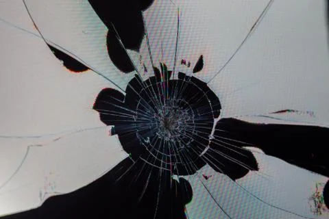 Broken lcd tft tn screen flat macro texture with crystal leakage and physical Foto stock
