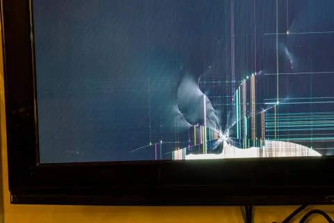 Broken LCD tv Stock-Fotos