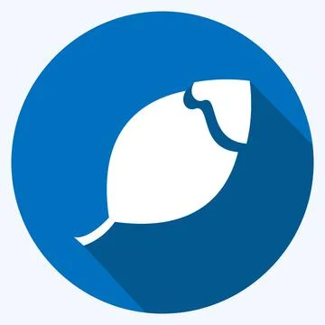 Broken Leaf Icon in trendy long shadow style isolated on soft blue background Stock Illustration