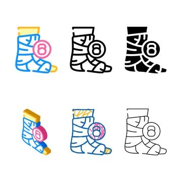 Broken leg dull or severe ache color icon vector variety Stock Illustration