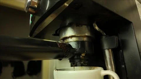 Broken lever coffee maker. Coffee dripping off the lever. The concept of buying Stock Footage 278420705