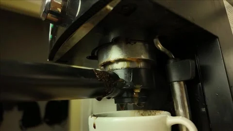 Broken lever coffee maker. Failed lever coffee machine. The concept of home Stock Footage 279599899