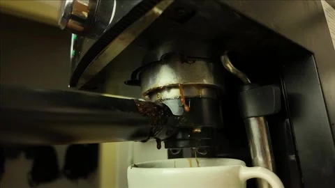 Broken lever coffee maker. Not working lever coffee machine. The concept of home Stock Footage 280070677