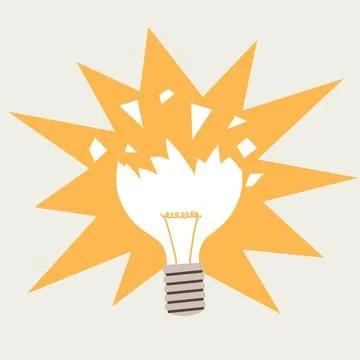 Broken Light Bulb Creativity Failure Concept Cartoon Vector Illustration Stock Illustration