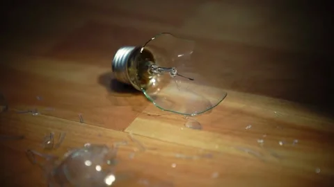 Broken Light Bulb on The Floor, Broken Bulb Glass Closeup, Destruction Stockbeeldmateriaal 233837622