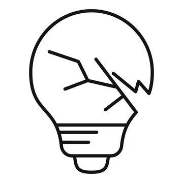 Broken light bulb icon representing failed idea or problem Stock Illustration