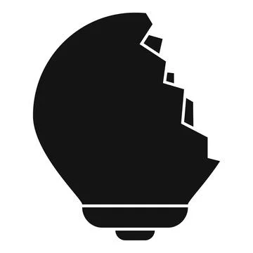 Broken light bulb icon representing failure and lost ideas Stock Illustration