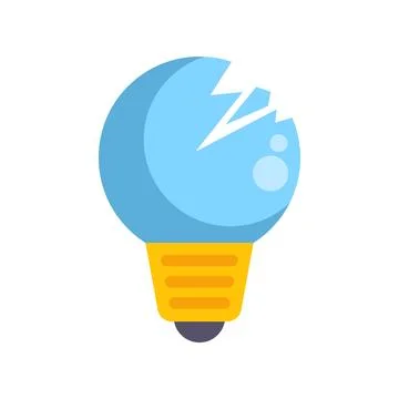 Broken light bulb icon representing failed idea or problem Illustrazione stock