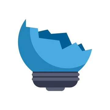 Broken light bulb icon representing creative block or failure 스톡 일러스트