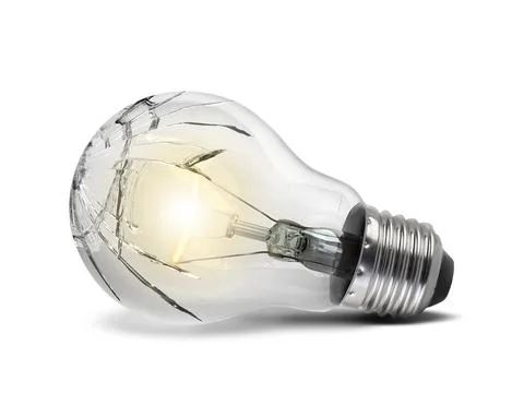 Broken light bulb isolated on white background Stock Illustration