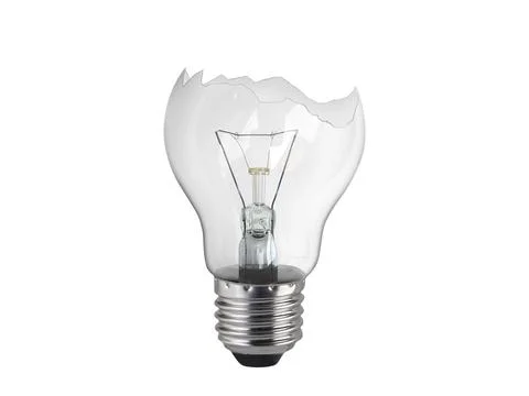 Broken light bulb isolated on white background Stock Illustration