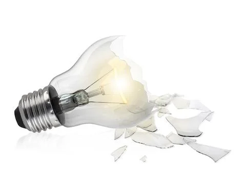 Broken light bulb isolated on white background Stockillustratie