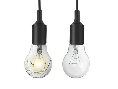 Broken light bulb isolated on white background Stock Illustration