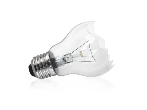 Broken light bulb isolated on white background Stock Illustration