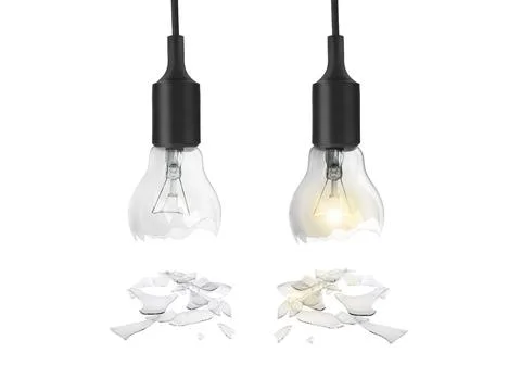 Broken light bulb isolated on white background Stock Illustration