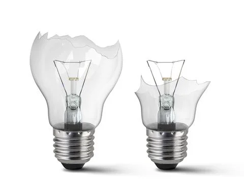 Broken light bulb isolated on white background Stock Illustration
