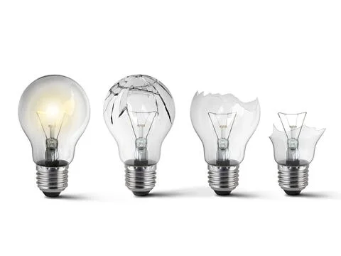 Broken light bulb isolated on white background Stockillustratie