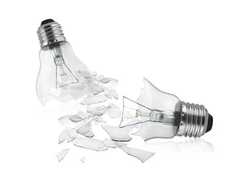 Broken light bulb isolated on white background Stockillustratie