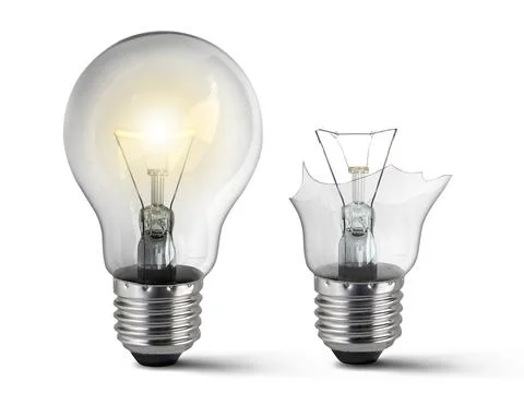 Broken light bulb isolated on white background Stock Illustration
