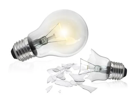 Broken light bulb isolated on white background Stock Illustration