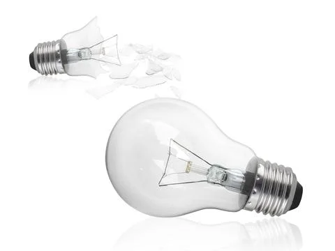 Broken light bulb isolated on white background Stock Illustration