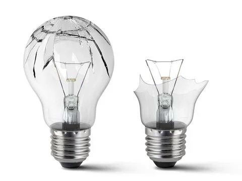 Broken light bulb isolated on white background Stock Illustration