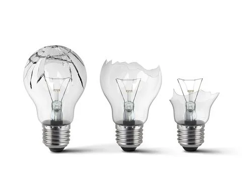 Broken light bulb isolated on white background Stock Photos