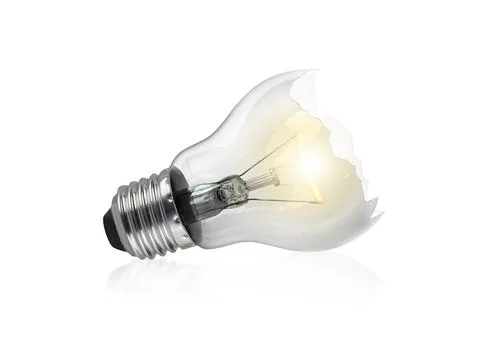 Broken light bulb isolated on white background Stock Photos