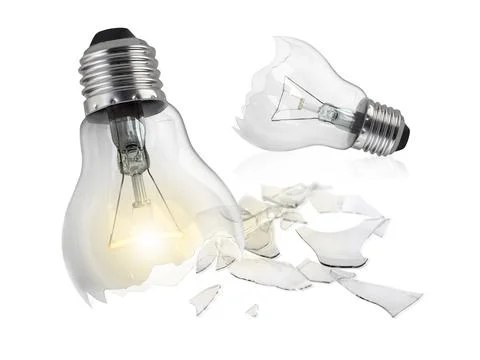 Broken light bulb isolated on white background Stock Photos
