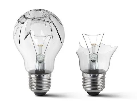 Broken light bulb isolated on white background Stock Photos