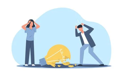 Broken light bulb as symbol of collapse of an idea, failure and hardship Stock Illustration
