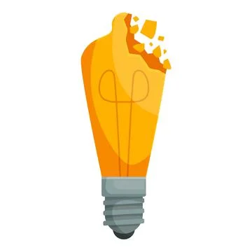 Broken light bulb symbolizing lack of ideas and creativity Stock Illustration