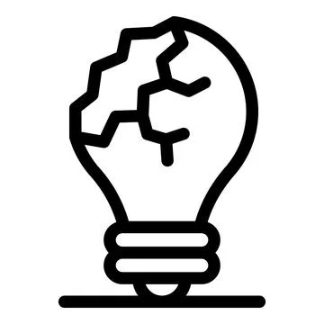 Broken light bulb symbolizing lack of ideas and creativity Illustrazione stock