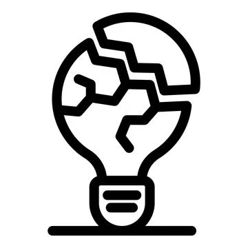 Broken light bulb symbolizing lack of ideas and creativity Stock Illustration
