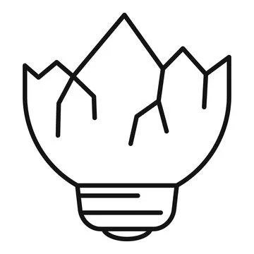 Broken lightbulb icon representing failed idea or problem Stock Illustration