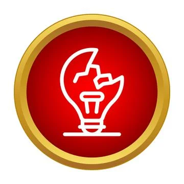 Broken lightbulb icon representing failed idea or business problem Stock Illustration