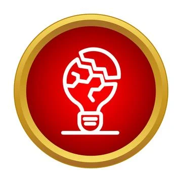 Broken lightbulb icon representing failed idea or problem Stock Illustration