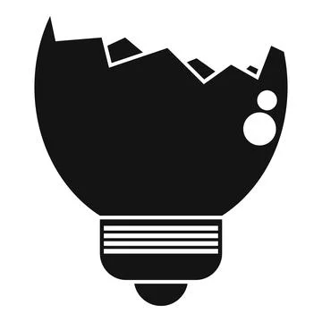 Broken lightbulb silhouette representing failed idea or problem Stock Illustration
