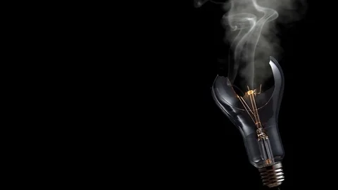 Broken Lightbulb Smoking 4K Loop Video stock 121767682