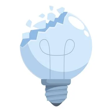 Broken lightbulb symbolizing lack of ideas and creativity issues Illustrazione stock