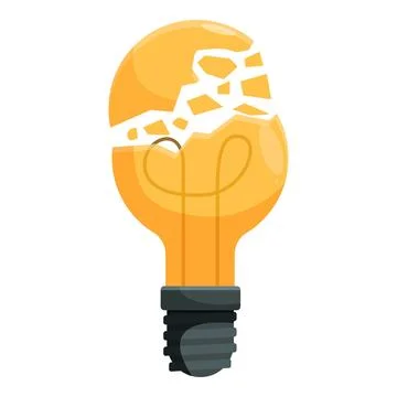 Broken lightbulb symbolizing lack of ideas and creativity Stock Illustration