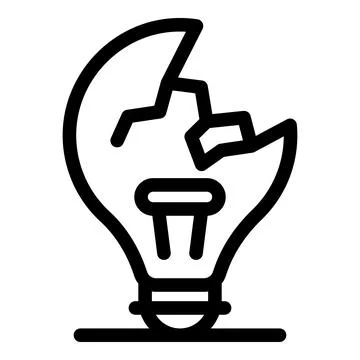 Broken lightbulb symbolizing lack of ideas and creativity Stock Illustration