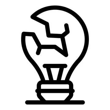 Broken lightbulb symbolizing lack of ideas and creativity Illustrazione stock