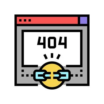 Broken link 404 error color icon vector illustration Stock Illustration