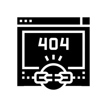 Broken link 404 error glyph icon vector illustration Stock Illustration