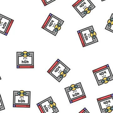 Broken link 404 error vector seamless pattern 스톡 일러스트